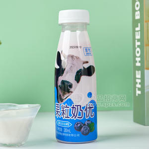 时代乳业首牧蓝莓味果粒奶优乳饮料瓶装乳饮料招商280ml