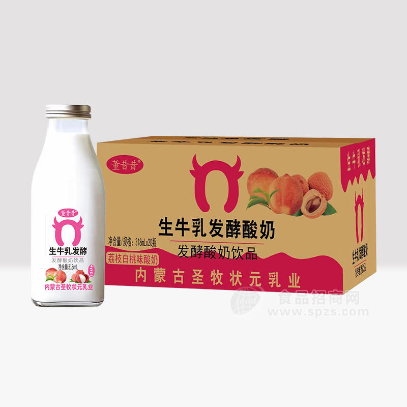 董昔昔荔枝白桃味生牛乳發(fā)酵酸奶箱裝招商318ml×20瓶