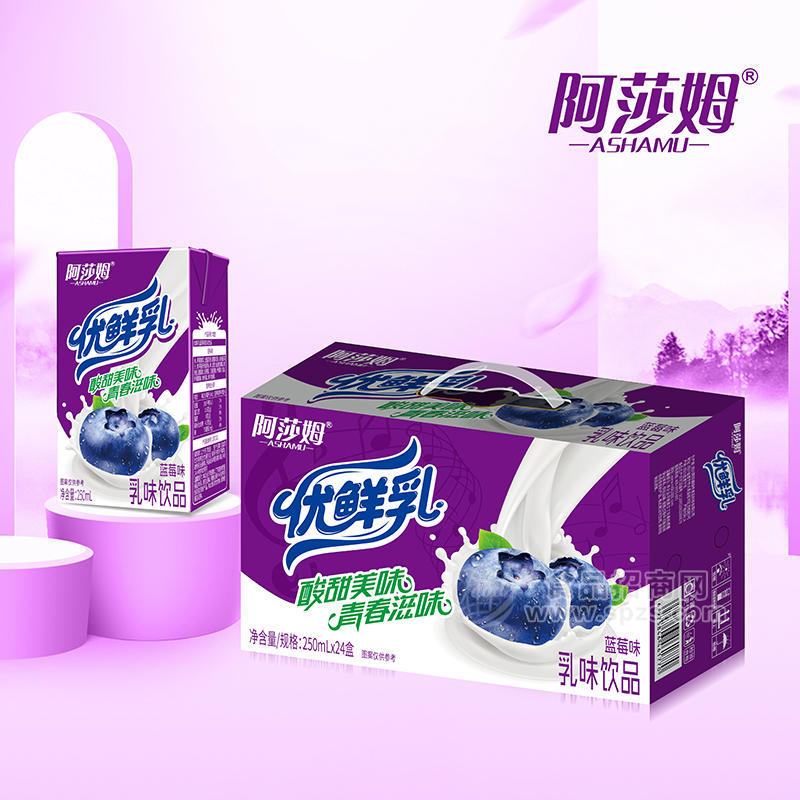 阿莎姆藍莓味乳味飲品乳飲料250mlx24盒