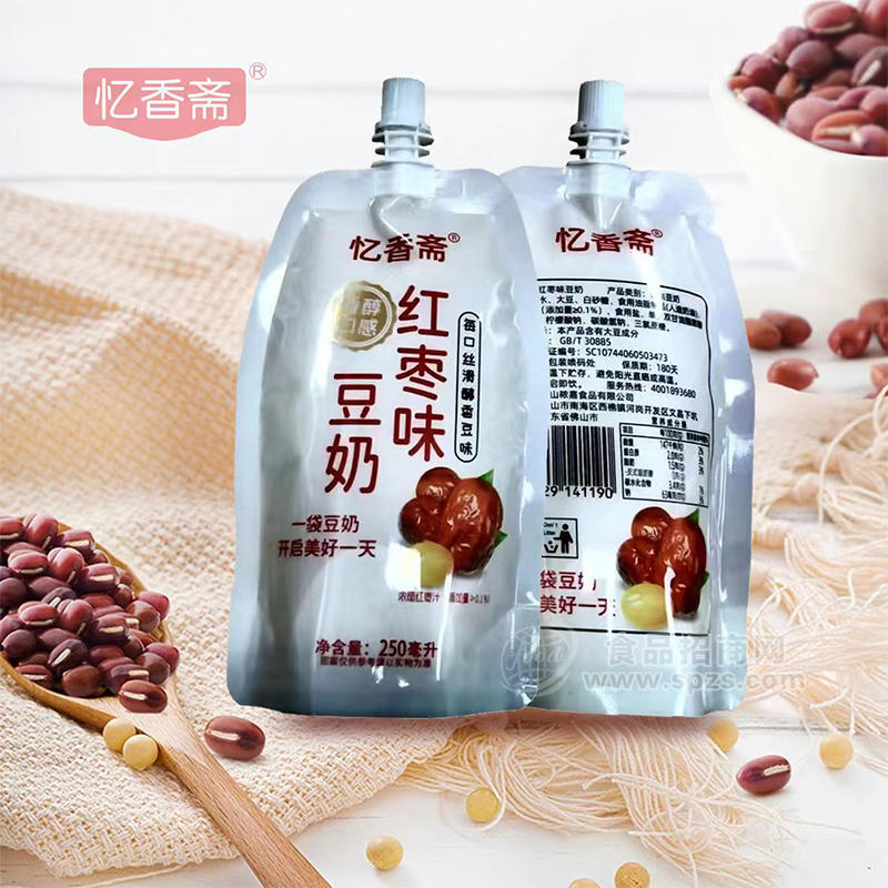 忆香斋红枣豆奶味袋装招商250毫升