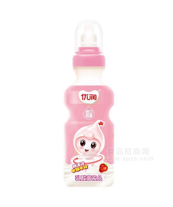 ·优润草莓味乳酸菌饮品优优硬奶嘴200ml 