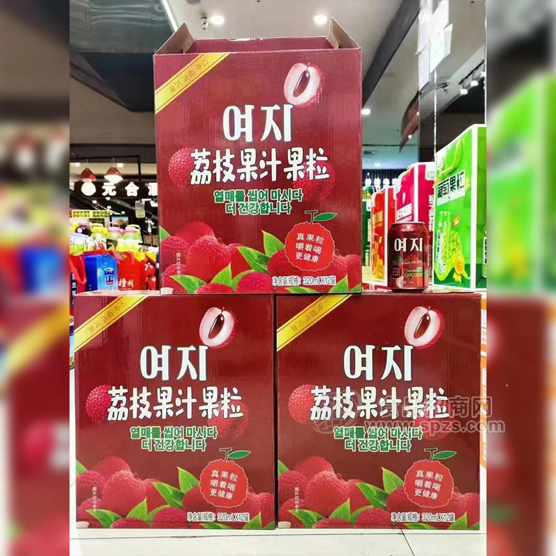 荔枝果汁果粒飲料箱裝招商320ml×12罐