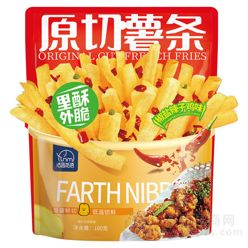 法思觅语原切薯条椒盐辣子鸡味膨化食品袋装招商100g