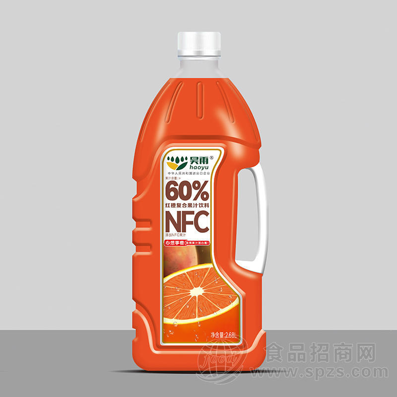 昊雨红橙复合果汁添加NFC饮料瓶装招商2.68L