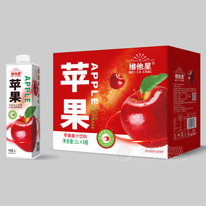 维他星苹果果汁饮料箱装招商1L×8瓶