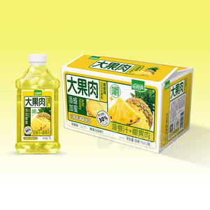 益和源大果肉菠萝汁+椰果肉复合果汁饮料1LX12瓶