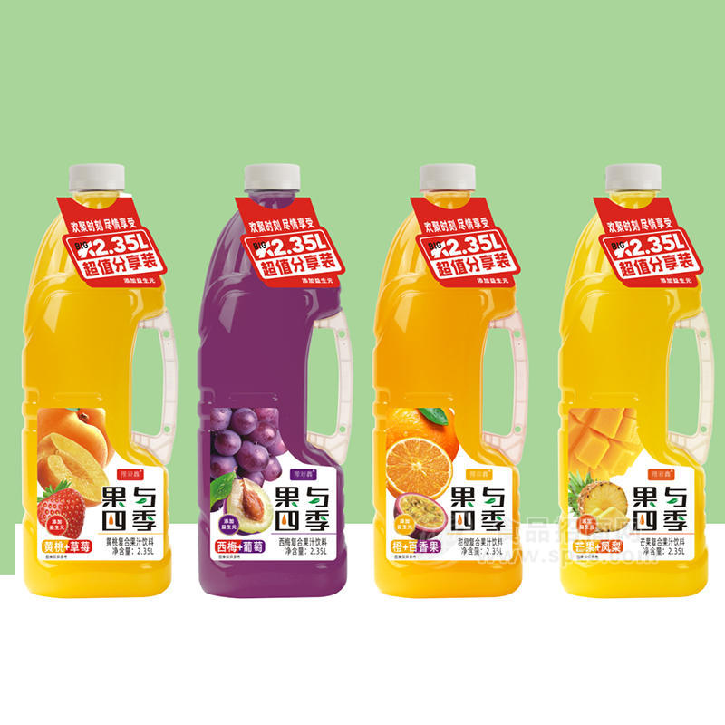 豫浪鑫果与四季复合果汁饮料多口味瓶装招商2.35L