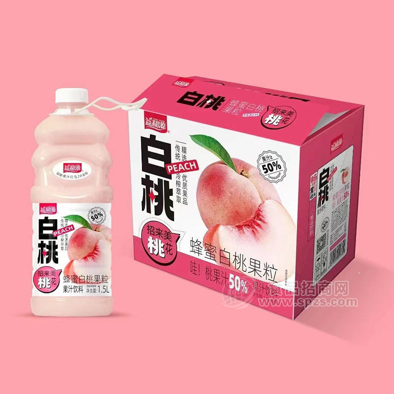 益和源蜂蜜白桃果粒果汁飲料1.5LX6瓶