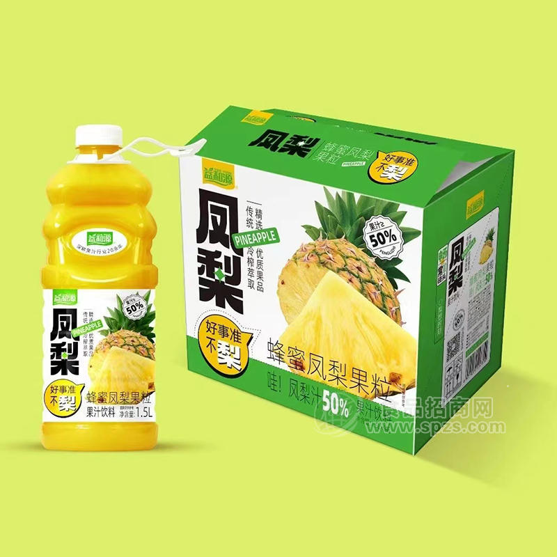 益和源蜂蜜凤梨果粒果汁饮料1.5LX6瓶