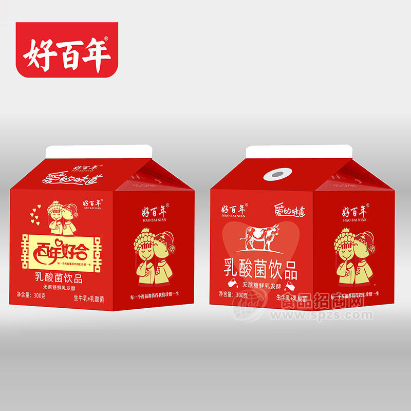 好百年無蔗糖鮮乳發(fā)酵乳酸菌飲料箱裝招商300克