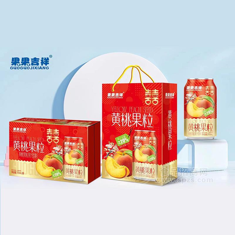 果果吉祥黄桃果粒果汁饮料箱装招商310ml