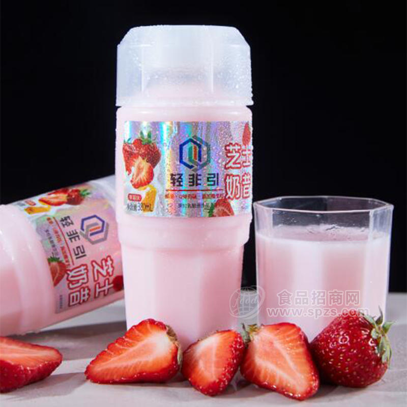 轻非引益芝士奶昔果粒乳酸菌饮品草莓味瓶装招商380ml