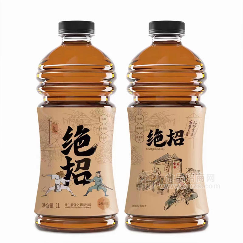 絕招維生素強(qiáng)化果味茶飲料瓶裝招商1L