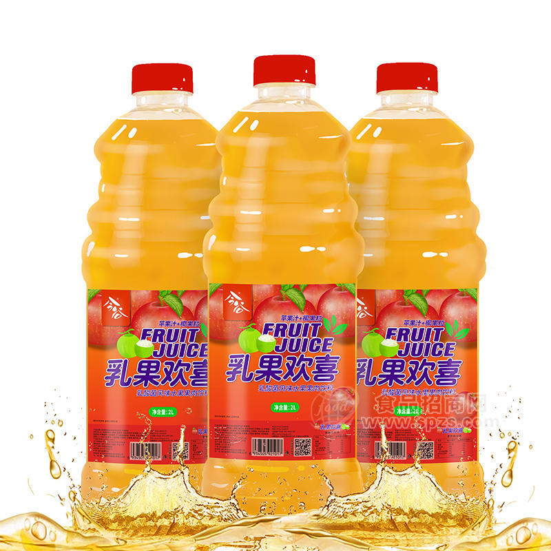 今谷乳果欢喜苹果汁椰果粒乳酸菌风味水果果肉饮料瓶装招商2L
