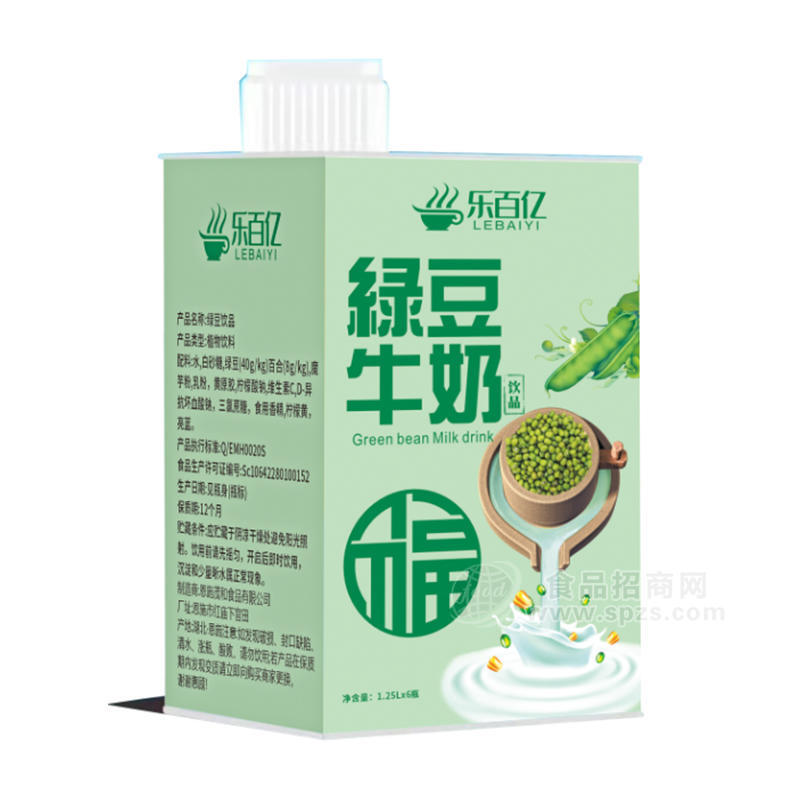 乐百亿绿豆牛奶饮品1.25LX6瓶