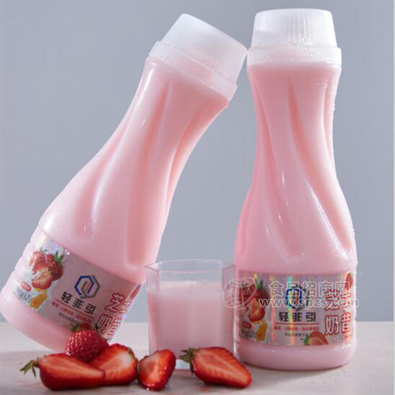 轻非引芝士奶昔果粒乳酸菌饮品草莓味瓶装招商1.25L