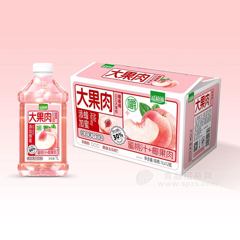 益和源大果肉蜜桃汁+椰果肉復合果汁飲料1LX12瓶