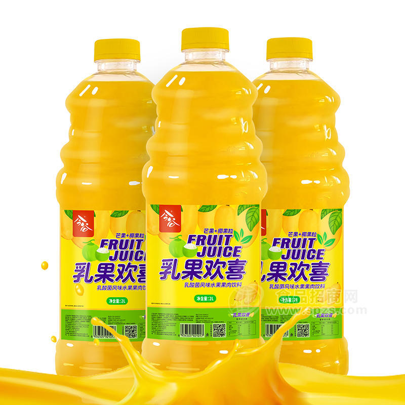 今谷乳果欢喜芒果椰果粒乳酸菌风味水果果肉饮料瓶装招商2L