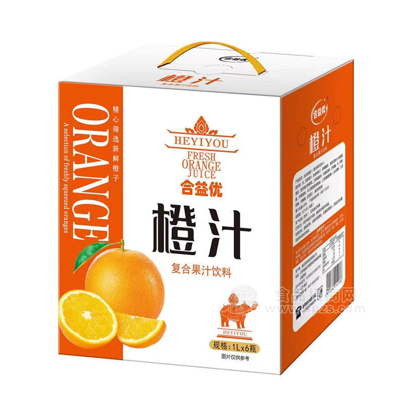 合益優(yōu)橙汁復(fù)合果汁飲料箱裝招商1L×6瓶