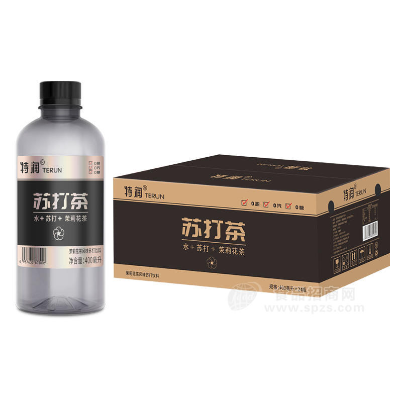 ·特润茉莉花茶风味苏打饮料苏打茶茶饮料400mlx24瓶 