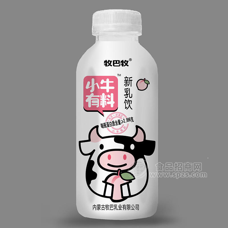 牧巴牧小牛有料蜜桃酸奶乳飲料瓶裝428ml果味奶大果肉果粒