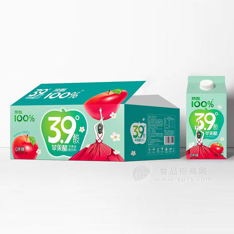 顶甄0蔗糖苹果醋饮料箱装招商500ml