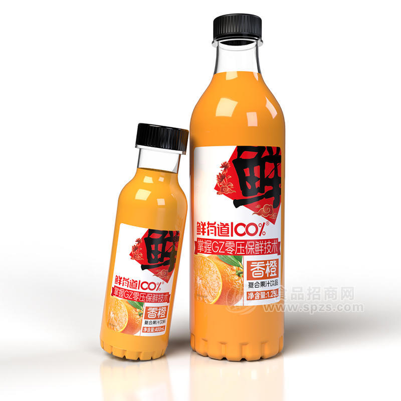 鲜有道100%香橙复合果汁饮料瓶装招商1.25L