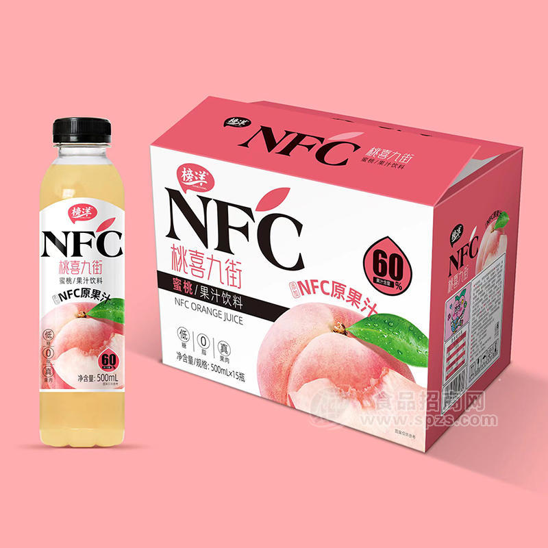 榜洋NFC原果汁蜜桃果汁飲料500ml 果汁含量60%大瓶桃汁