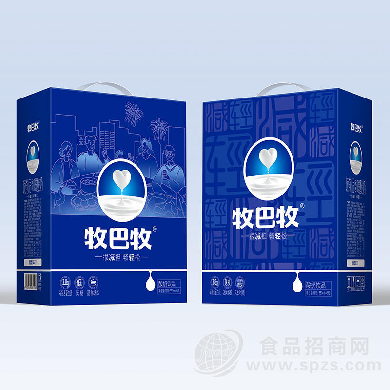 牧巴牧酸奶饮品单提礼盒装招商380ml×8瓶单提牛奶低糖膳食纤维