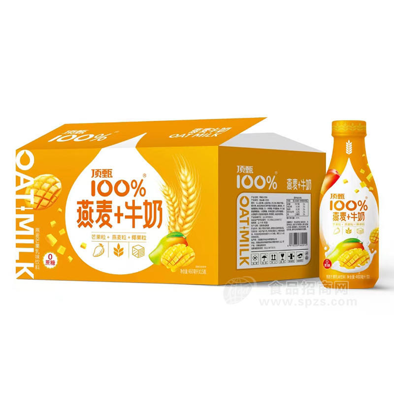 頂甄100%0蔗糖芒果味燕麥牛奶果粒乳飲料460毫升×15