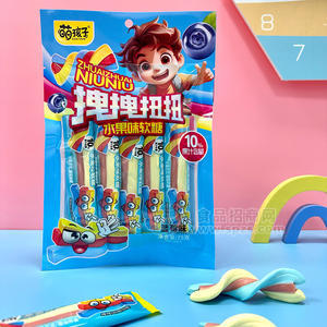 萌孩子拽拽扭扭水果味软糖蓝莓味袋装招商75g