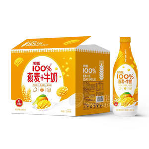 頂甄100%芒果味燕麥+牛奶椰果乳飲料箱裝1.25L×6瓶