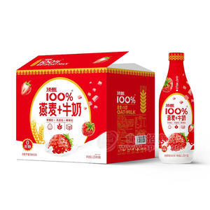 頂甄100%草莓味燕麥牛奶椰果乳飲料箱裝1.25L×6瓶