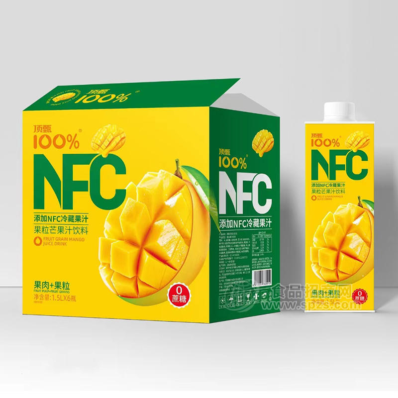 頂甄100%NFC0蔗糖芒果汁冷藏果汁加果肉飲料箱裝招商