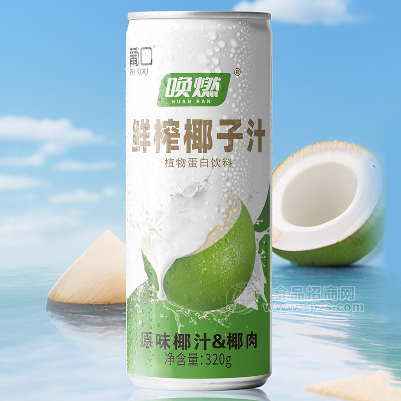 喚燃生榨椰子汁植物蛋白飲料原味椰汁罐裝廠家招商320g