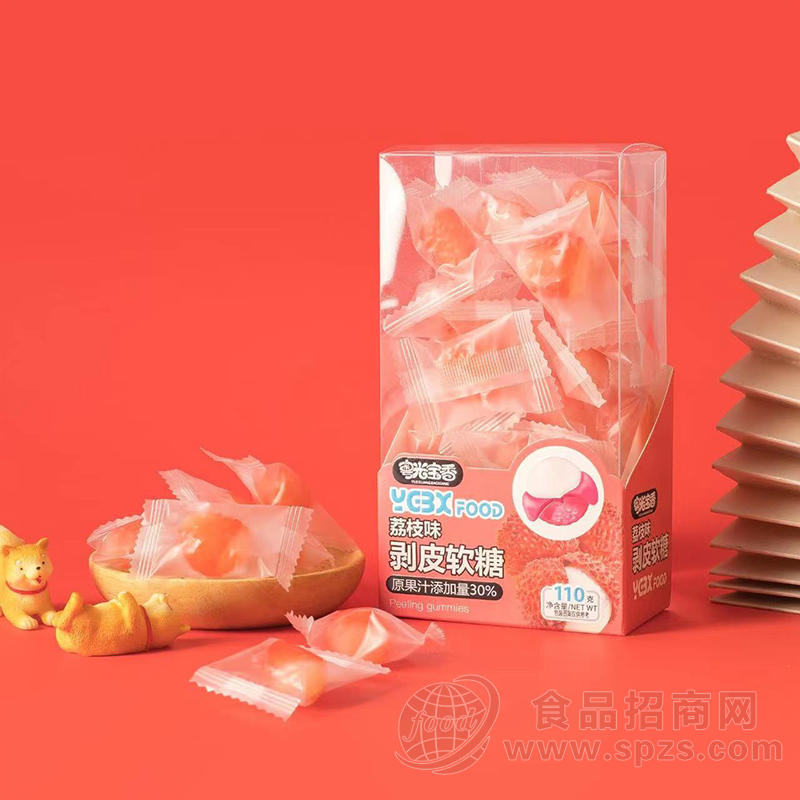 粤光宝香荔枝味剥皮软糖糖果盒装招商110g