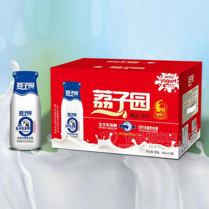 荔子園原味酸奶添加生牛乳飲料箱裝禮盒招商300ml×12瓶