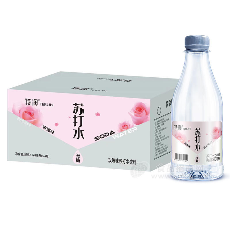 特潤無糖玫瑰味蘇打水飲料370mlx24瓶