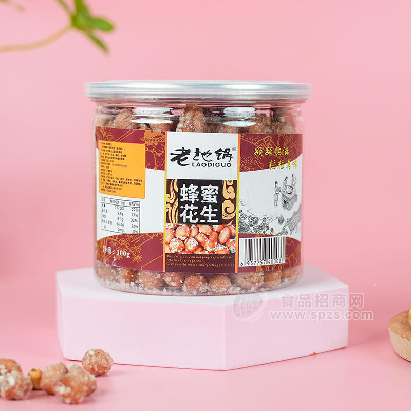 老地锅炒货蜂蜜花生米罐装批发招商300g