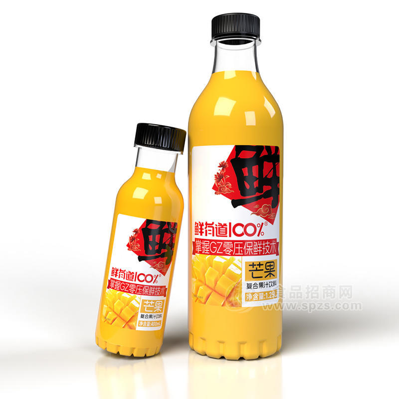 鲜有道100%芒果复合果汁饮料瓶装招商400ml