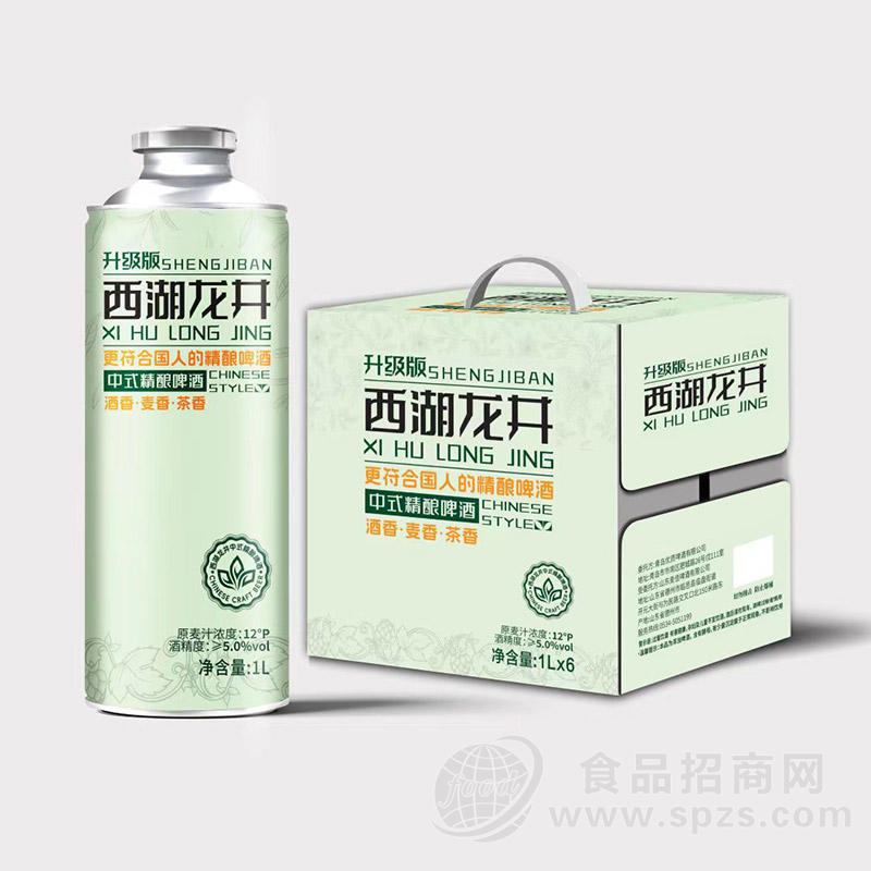 西湖龙井中式精酿啤酒12°P箱装招商1L×6
