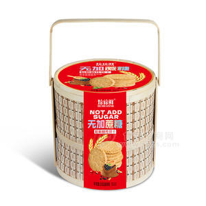 焙倍鲜无蔗糖粗粮酥性饼干单提圆纸盒招商