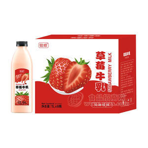 銓順草莓牛乳風(fēng)味飲料箱裝招商1L×8瓶