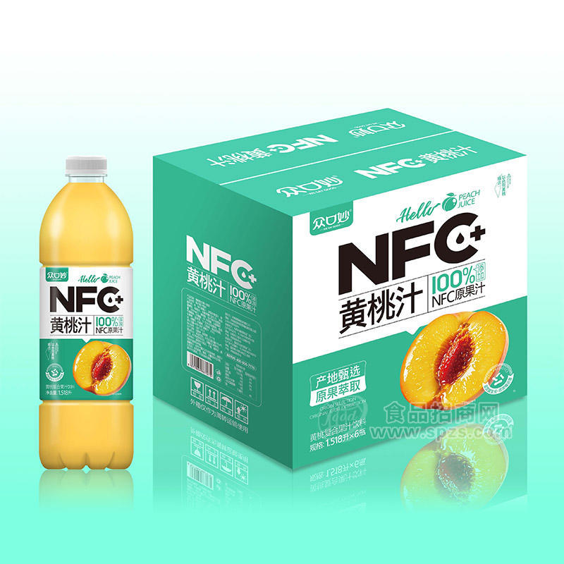 众口妙NFC黄桃复合果汁饮料1.518L×6瓶