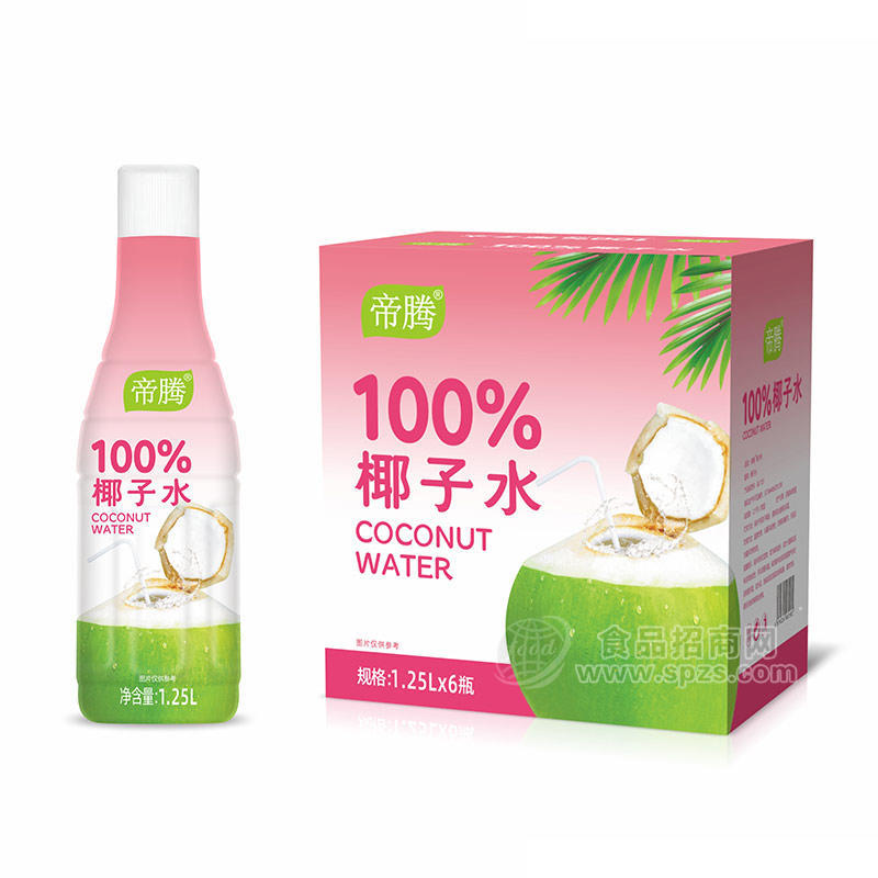 帝腾100%椰子水果汁箱装招商1.25L×6瓶 
