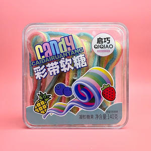启巧彩带软糖凝胶糖果盒装招商140g