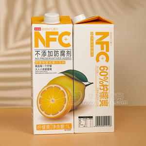 發(fā)財(cái)雨NFC檸檬味復(fù)合果汁飲料屋頂盒裝招商1L