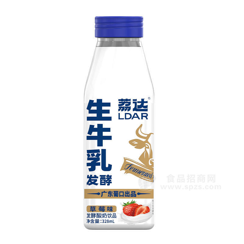 荔達(dá)生牛乳發(fā)酵酸奶飲品草莓味瓶裝招商328ml