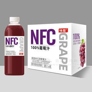 味傲NFC100%葡萄汁饮料箱装招商1L×6瓶