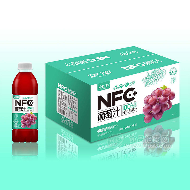 众口妙NFC葡萄复合果汁饮料600ml×15瓶